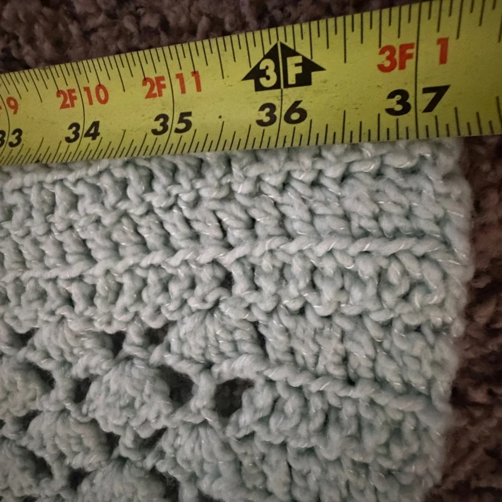 Handmade Mint Green Crochet Shell Stitch Throw Blanket 36x44 Soft Pastel Afghan